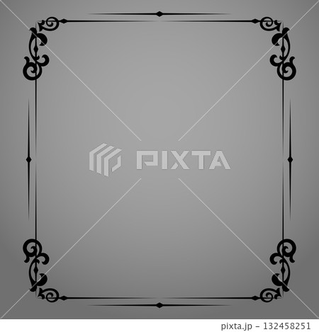 Decorative frame Elegant vector element for design in Eastern style, place for text. Floral black and gray border. Lace illustration for invitations and greeting cards 132458251
