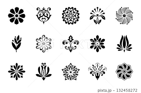 Flower icons set. Isolated elements for design. Vector graphics. 132458272