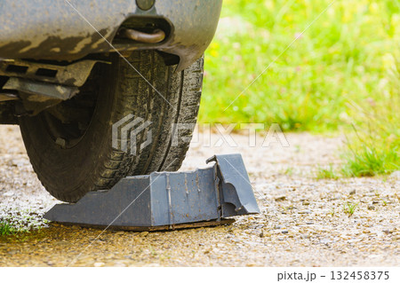 Camper broken leveling block in use. 132458375