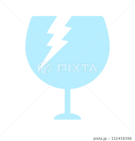 水色の割れてヒビが入ったグラスのアイコン - 壊れ物・ワレモノ注意のマークや不燃ごみのイラスト素材 水色の割れてヒビが入ったグラスのアイコン - 壊れ物・ワレモノ注意のマークや不燃ごみのイラスト素材 132458398