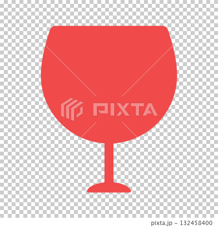 簡單可愛的紅酒杯剪影圖示 - 玻璃和酒精圖像插圖素材 132458400