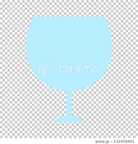 簡單可愛的酒杯淺藍色剪影圖示 - 玻璃和酒精插圖素材 132458401