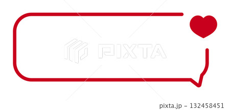 Red heart speech bubble frame design with rounded border 132458451
