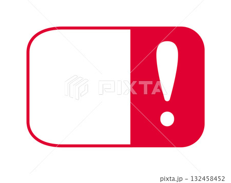 Red exclamation mark symbol on white and red background Red exclamation mark symbol on white and red background 132458452