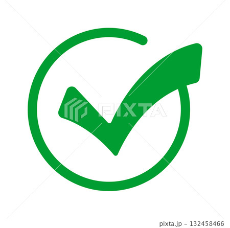 Green checkmark symbol on white background 132458466