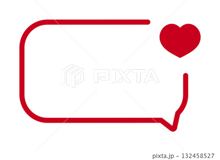 Heart icon in red speech bubble frame for social interaction Heart icon in red speech bubble frame for social interaction 132458527