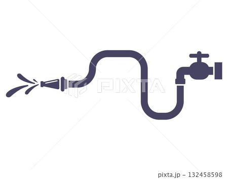 Icon of a hose with water for watering a lawn. 132458598
