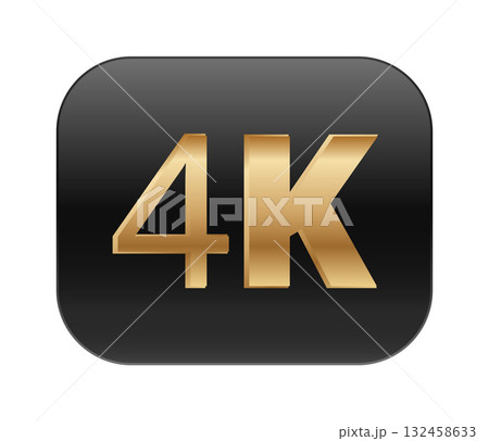 Golden 4k icon on black background representing ultra high definition 132458633