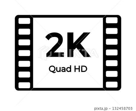 2k quad hd video icon with filmstrip designのイラスト素材 [132458703] - PIXTA