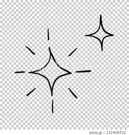 Hand-drawn glitter, sparkle, star icon, decoration, comic symbol vector black 132458722