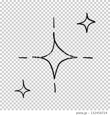 Hand-drawn glitter, sparkle, star icon, decoration, comic symbol vector black 132458724