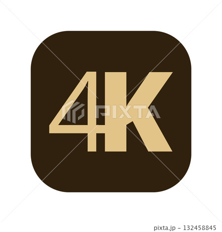 4k quality icon: high-resolution display symbol in brown and gold 132458845