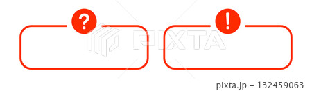 Question and exclamation icons with red framed boxes 132459063