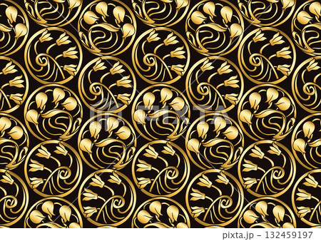 Decorative flowers and leaves in art nouveau style Decorative flowers and leaves in art nouveau style 132459197