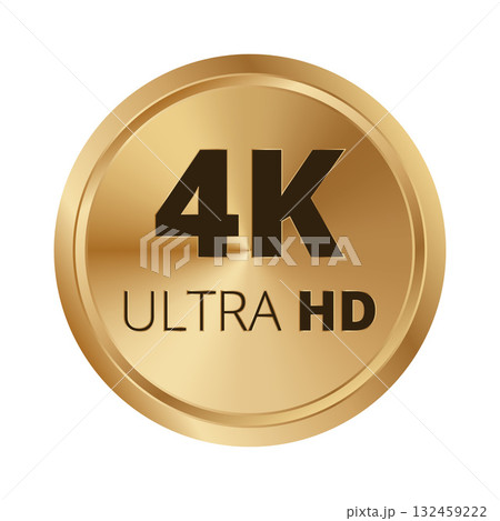 4k ultra hd gold medal icon for high-quality digital resolution 132459222