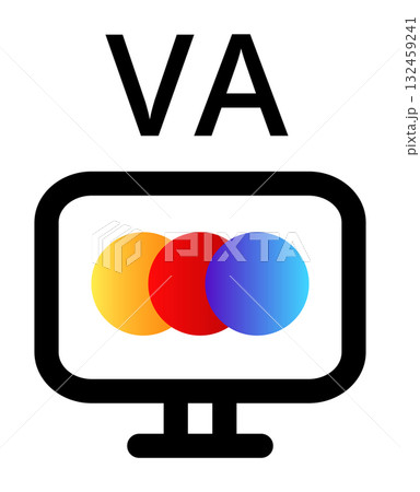 Vibrant tech logo with three colorful circles on computer screen 132459241