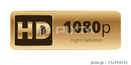 Hd 1080p high definition gold label icon for video quality standards 132459312