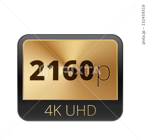 Golden 2160p 4k uhd icon displaying high-resolution graphic Golden 2160p 4k uhd icon displaying high-resolution graphic 132459319