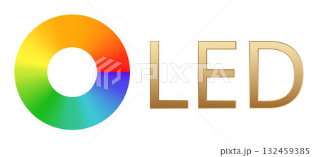 Colorful circle with golden led text design Colorful circle with golden led text design 132459385