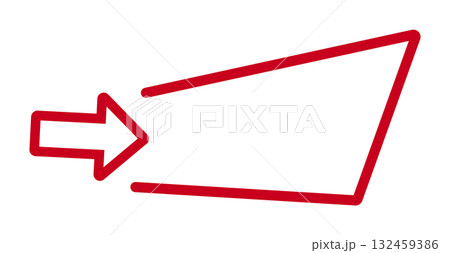 Red arrow with geometric outline on white background Red arrow with geometric outline on white background 132459386