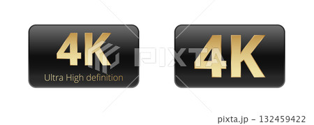 4k ultra-high definition gold badges on black background 132459422