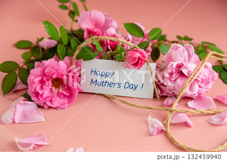 Festive thank you message among delicate pink buds Festive thank you message among delicate pink buds 132459940