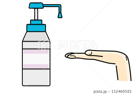 手をアルコール消毒するイラスト 手をアルコール消毒するイラスト 132460585