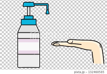 手をアルコール消毒するイラスト 手をアルコール消毒するイラスト 132460585
