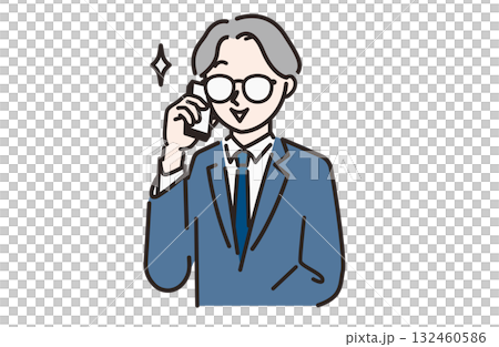 スーツを着ている通話中の男性 132460586