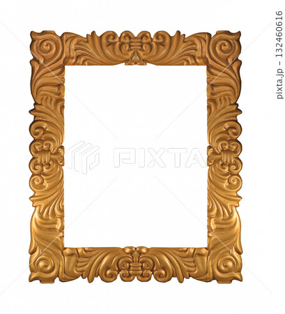 Vintage golden frame isolated on white 132460616