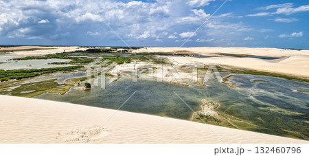 Buggy tour in the lagoon on the Funil Dune, Tatajuba Beach at Camocim, Jericoacoara, Ceara in Brazil Buggy tour in the lagoon on the Funil Dune, Tatajuba Beach at Camocim, Jericoacoara, Ceara in Brazil 132460796