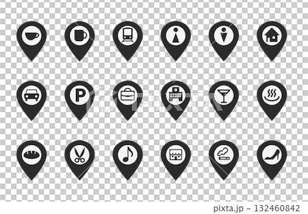 Various map icon set_monochrome 132460842