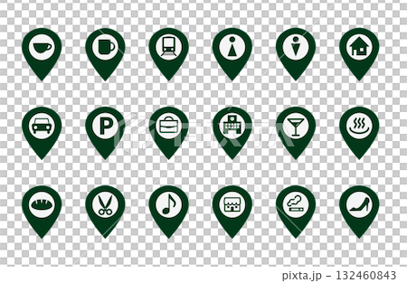 各種地圖圖標set_green 各種地圖圖標set_green 132460843