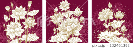 Botanical Lotus Card Design Template Botanical Lotus Card Design Template 132461392