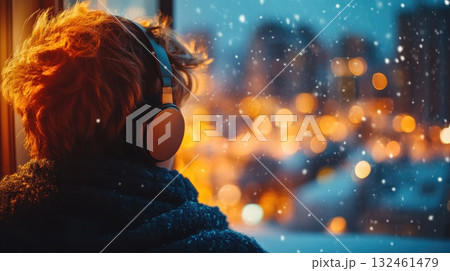 Cozy indoor scene with faceless young man by window. A reflective moment of calm and slow living. Cozy indoor scene with faceless young man by window. A reflective moment of calm and slow living. 132461479