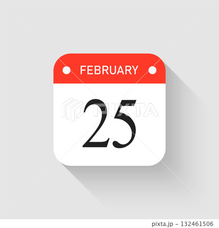 Vector icon page day calendar - 25 February month 132461506