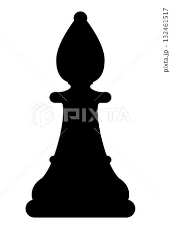 Chess piece bishop, black and white silhouette illustration of chessman shape, isolated Chess piece bishop, black and white silhouette illustration of chessman shape, isolated 132461517