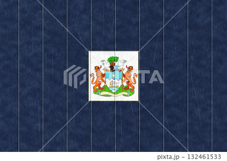 The official flag of Freetown, the capital of Sierra Leone, on wood texture. Conceptual collage. Illustration 132461533