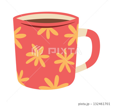 Red mug floral print design 132461701