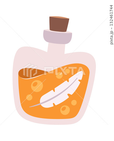 Magic elixir bottle with feather Magic elixir bottle with feather 132461744