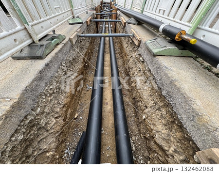 Trench is dug for a pipeline 132462088