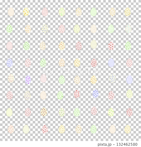 Pastel Easter Pattern of Dotted Elements on Transparent Background 132462580