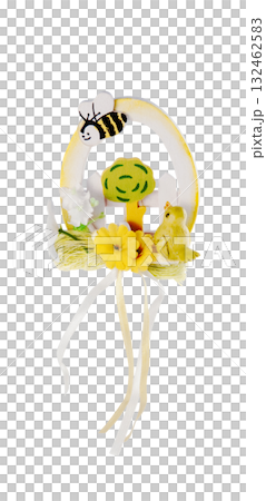 Easter Wreath With Bee, Chick, and Flowers on Transparent Background Easter Wreath With Bee, Chick, and Flowers on Transparent Background 132462583