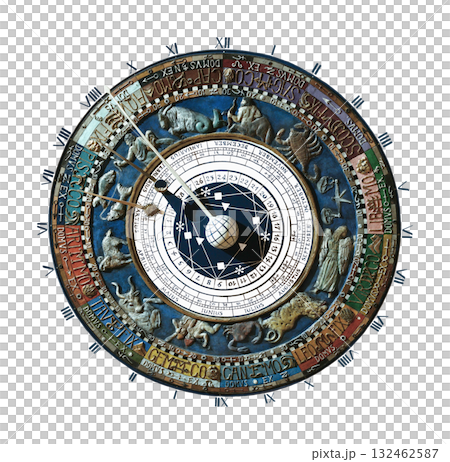 Zodiac Clock of Venice Isolated on Transparent Background Zodiac Clock of Venice Isolated on Transparent Background 132462587