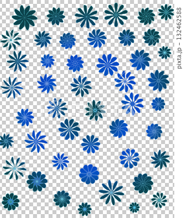 Blue Floral Decorative Pattern on Transparent Background Blue Floral Decorative Pattern on Transparent Background 132462588
