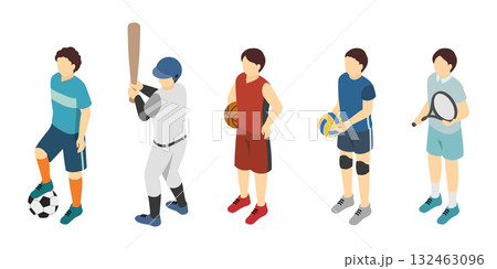 アイソメトリックイラスト:スポーツ(男性) アイソメトリックイラスト:スポーツ(男性) 132463096
