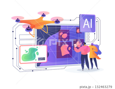 AI-Intelligent Real-Time Algal Bloom Detection abstract concept vector illustration. AI-Intelligent Real-Time Algal Bloom Detection abstract concept vector illustration. 132463279