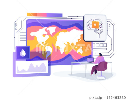 AI-Smart Ocean Acidification Prediction abstract concept vector illustration. AI-Smart Ocean Acidification Prediction abstract concept vector illustration. 132463280