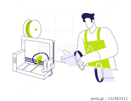 3D printed face shields abstract concept vector illustration. 132463311