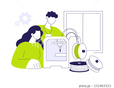 3D object printing abstract concept vector illustration. 3D object printing abstract concept vector illustration. 132463321